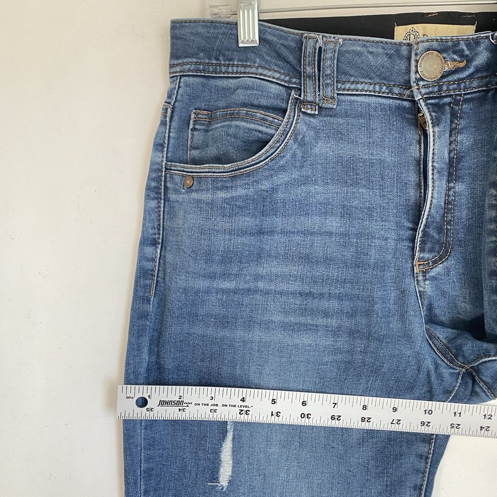 Democracy Ab Technology Jeans Size 10 Blue Straight Leg Raw Hem Distressed - Picture 8 of 10